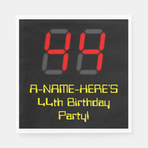 Serviette En Papier 44ème anniversaire : Rouge Digital Horloge Style "