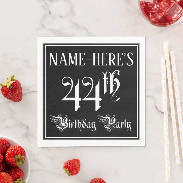 Serviette En Papier 44th Birthday Party — Fancy Script + Custom Name (En situation)
