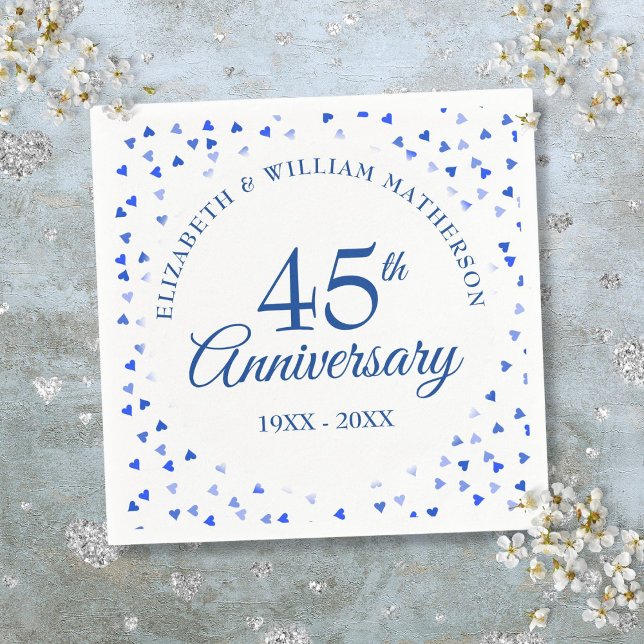 Serviette En Papier 45e 65e anniversaire amour Coeurs Confetti (45th 65th Anniversary Love Hearts Confetti Napkins)