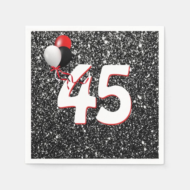 Serviette En Papier 45e anniversaire Ballons sur Parties scintillant n (Devant)