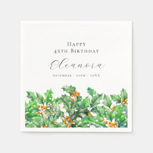 Serviette En Papier 45e anniversaire Décembre Fleur de naissance Holly