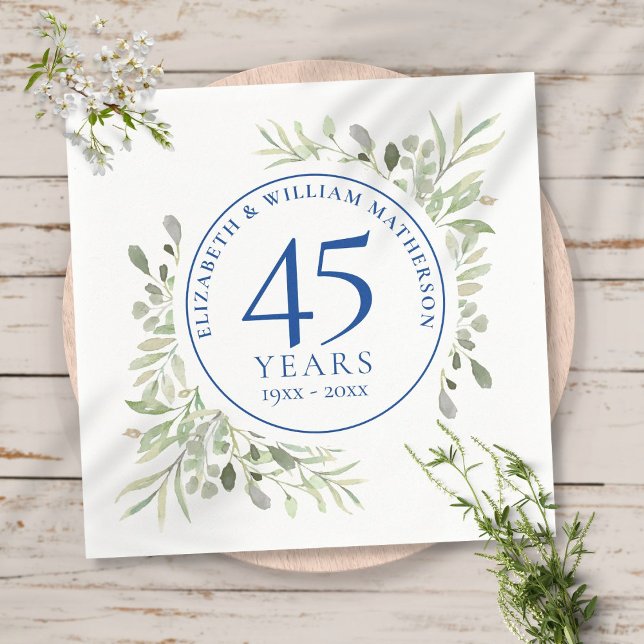 Serviette En Papier 45e anniversaire du 65e Mariage Verdure aquarelle (Créateur téléchargé)