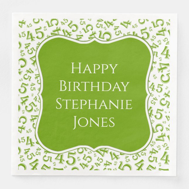 Serviette En Papier 45e anniversaire Motif vert/blanc 45 (Devant)