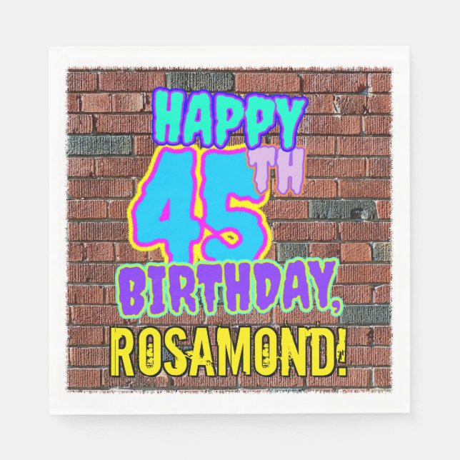 Serviette En Papier 45e anniversaire ~ Regard amusant inspiré du graff (Devant)