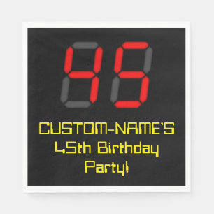 Serviette En Papier 45e Anniversaire : Style Horloge Numérique Rouge "