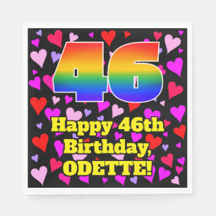 Serviette En Papier 46e anniversaire : Amour Hearts Motif, Arc en ciel