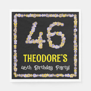 Serviette En Papier 46e Anniversaire : Nombre de fleurs florales, nom 