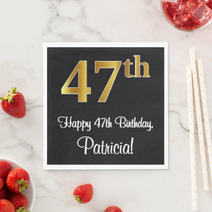 Serviette En Papier 47e anniversaire ~ Elégant Luxueux Faux Gold Look 