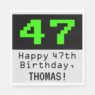 Serviette En Papier 47e anniversaire - Nerdy / Geeky Style "47" & Nom