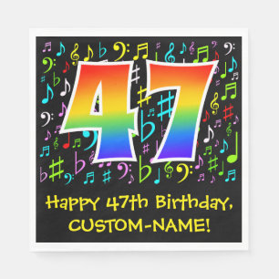 Serviette En Papier 47e anniversaire - Symboles de musique colorée, Ar