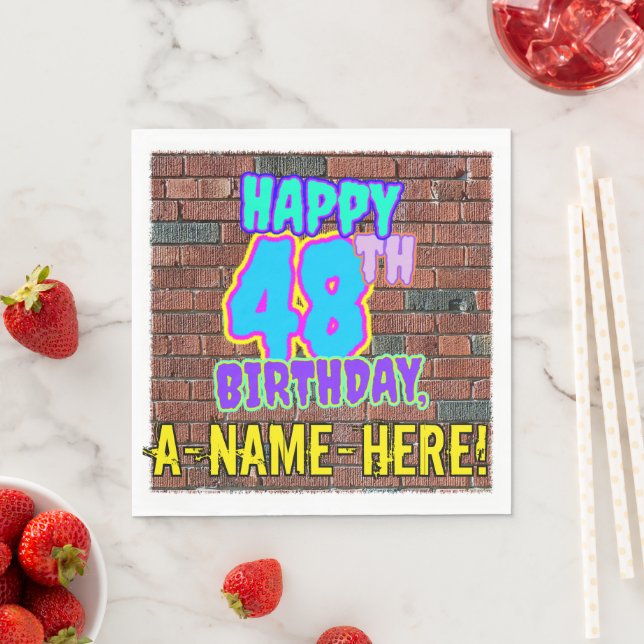 Serviette En Papier 48e anniversaire ~ Amusant, Graffiti urbain inspir (En situation)
