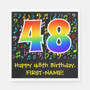 Serviette En Papier 48e anniversaire - Symboles de musique colorée, Ar