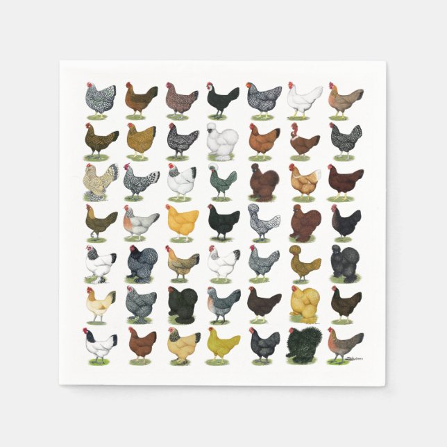 Serviette En Papier 49 poules de poulet (Devant)