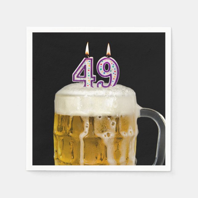 Serviette En Papier 49e anniversaire Bière en noir (Devant)