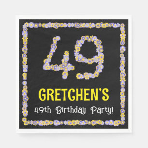 Serviette En Papier 49e anniversaire : Floral Flowers Numéro, Nom pers