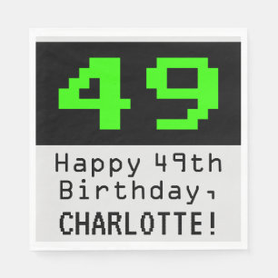 Serviette En Papier 49e anniversaire - Nerdy / Geeky Style "49" & Nom