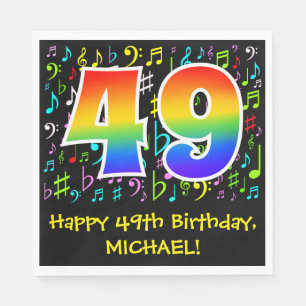 Serviette En Papier 49e anniversaire - Symboles de musique colorée, a
