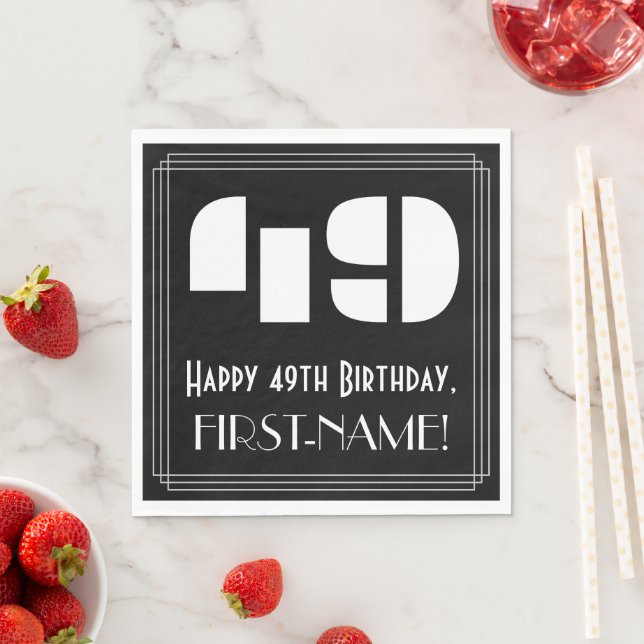 Serviette En Papier 49ème anniversaire : Art Déco Inspiré Look "49" +  (En situation)