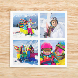 Serviette En Papier 4 Grille de collage de photos de vacances d'hiver