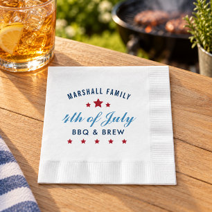 Serviette En Papier 4 juillet BBQ et réunion de famille personnalisée