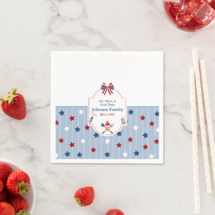 Serviette En Papier 4 juillet BBQ Rouge Blanc Bleu Rayures Patriotique