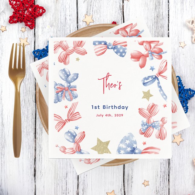 Serviette En Papier 4 juillet Cute Balloon Bow 1er anniversaire (Créateur téléchargé)