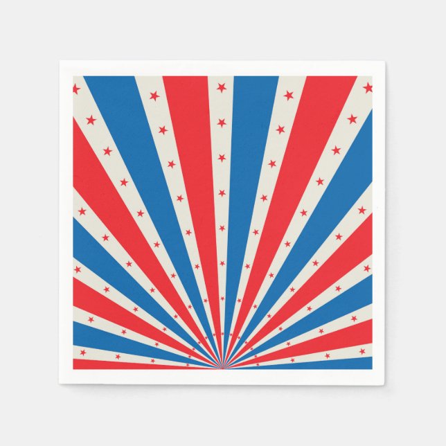 Serviette En Papier 4 juillet Étoiles rétro et serviettes (Devant)