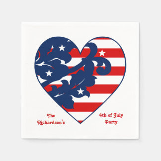 Serviette En Papier 4 juillet Fête de l'Indépendance coeur patriotique