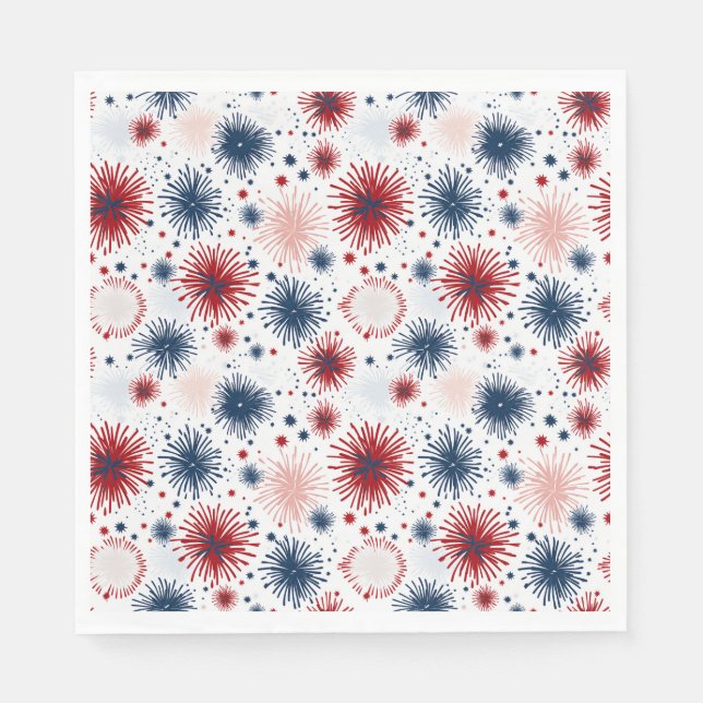 Serviette En Papier 4 juillet Feu d'artifice Napkins (Devant)