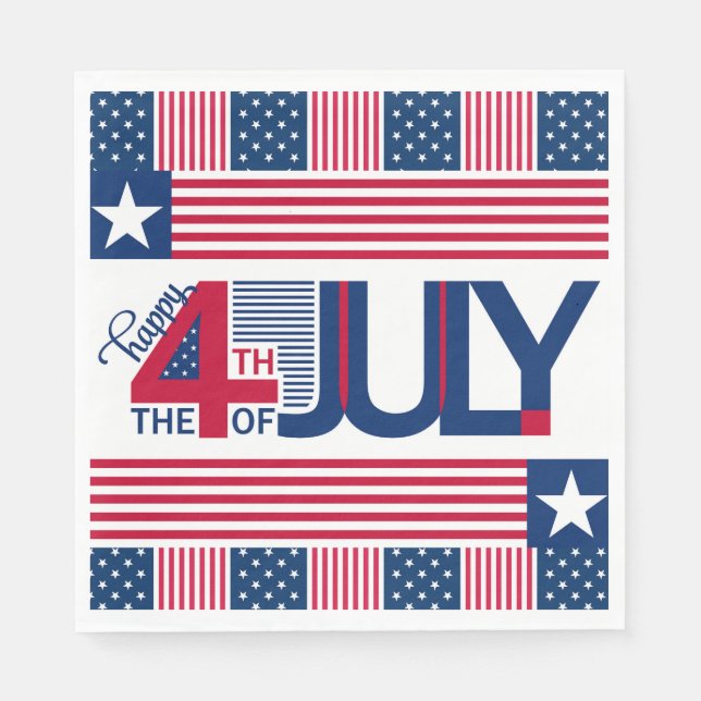 Serviette En Papier 4 juillet heureux (Devant)