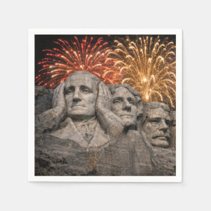 Serviette En Papier 4 juillet humour de Mount Rushmore avec feux d'art