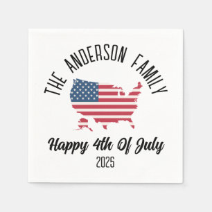 Serviette En Papier 4 juillet Jour de l'Indépendance Nom personnalisé