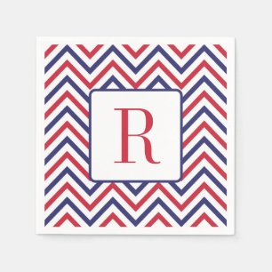 Serviette En Papier 4 juillet Monogramme Party Rouge Blanc et Bleu
