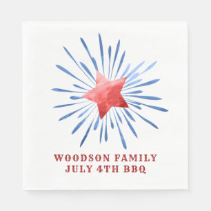 Serviette En Papier 4 juillet Nom de famille BBQ Classic Round Sticker