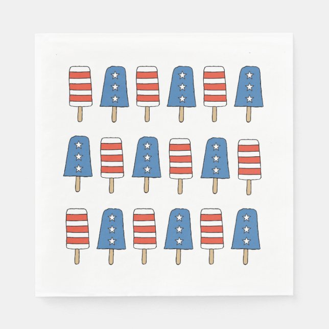 Serviette En Papier 4 juillet Popsicles 4 juillet fête de l'indépendan (Devant)