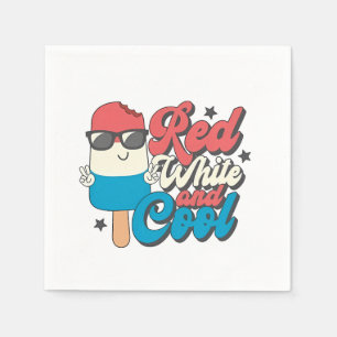 Serviette En Papier 4 juillet Popsicles Rouge Blanc Et Cool