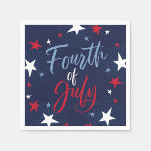 Serviette En Papier 4 juillet Red White Blue Fireworks
