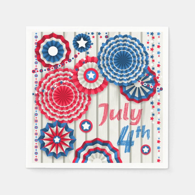 Serviette En Papier 4 juillet Rouge Blanc et bleu patriotique | Vacanc (Devant)