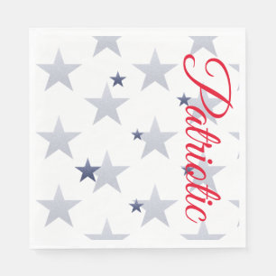 Serviette En Papier 4 juillet, rouge, blanc, étoiles bleues patriotiqu