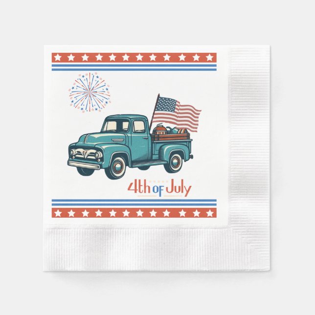 Serviette En Papier 4 juillet rustique/vintage (Devant)
