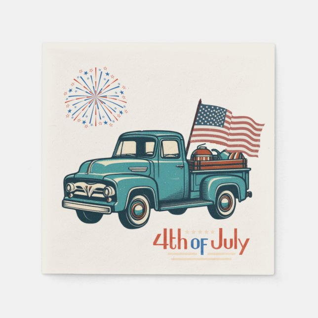 Serviette En Papier 4 juillet rustique/vintage (Devant)
