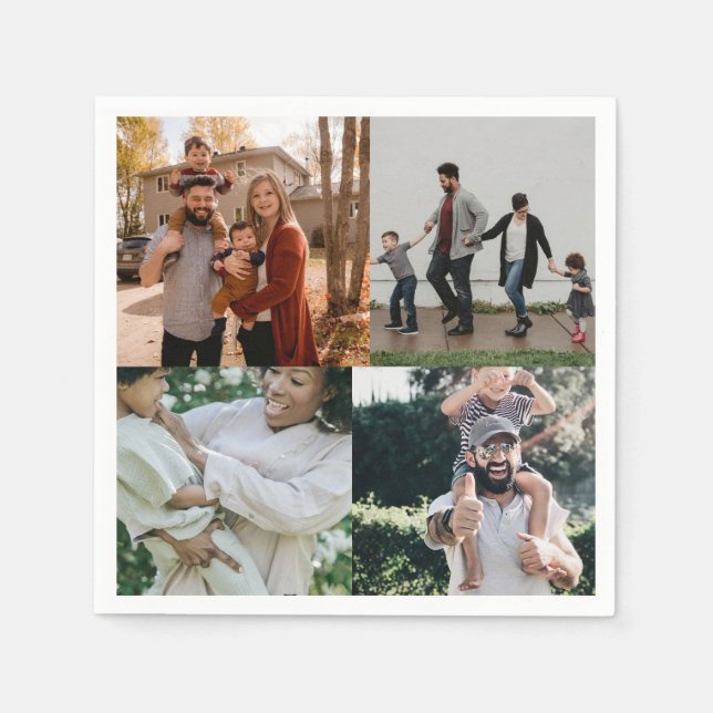 Serviette En Papier 4 Photo Collage personnalisé personnalisé (Devant)