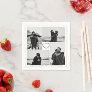 Serviette En Papier 4 Photo Collage Wedding Bridal Party