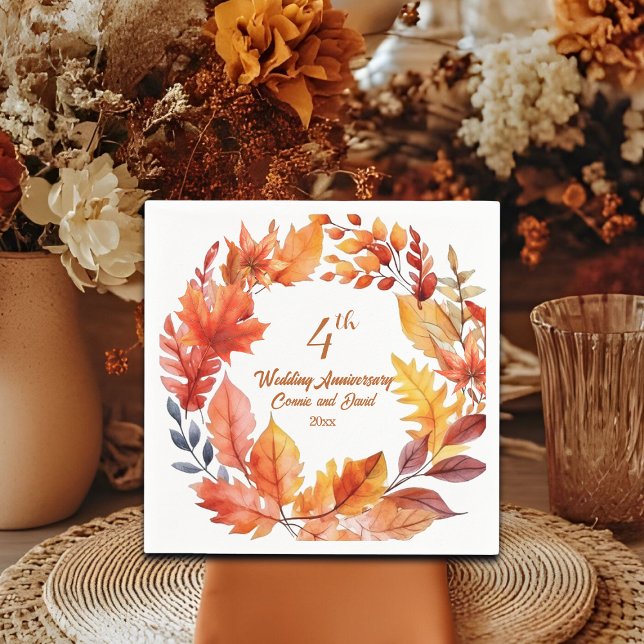 Serviette En Papier 4e anniversaire du Mariage automne floral (Créateur téléchargé)