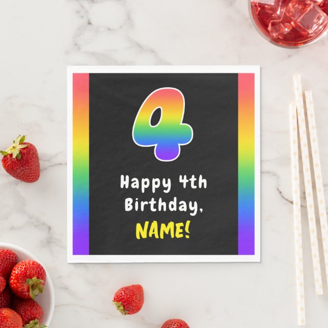 Serviette En Papier 4e anniversaire : Rainbow Spectrum # 4, Nom person (En situation)