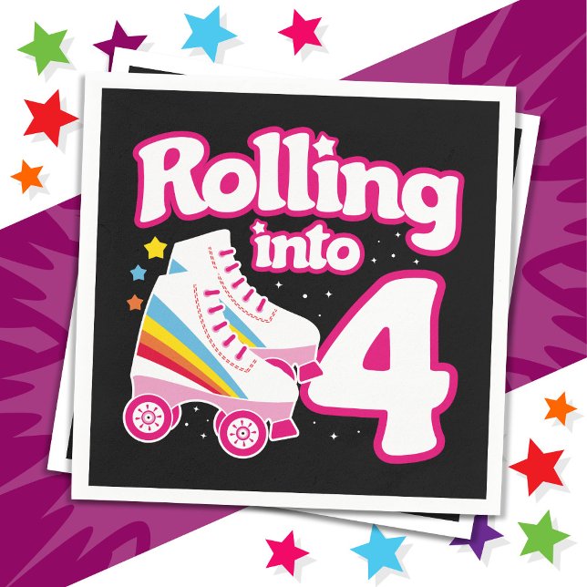 Serviette En Papier 4e anniversaire Roller Skate 4 ans (Créateur téléchargé)