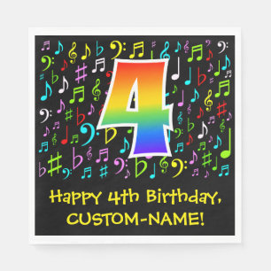Serviette En Papier 4e anniversaire - Symboles de musique colorée, Arc