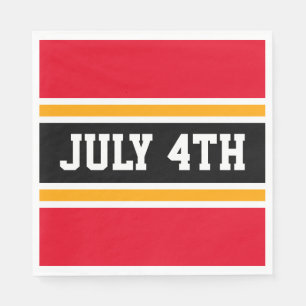 Serviette En Papier 4E JUILLET Bright Red White Yellow Racing Stripes
