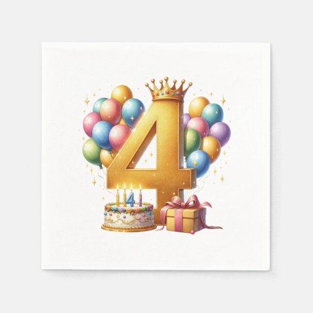 Serviette En Papier 4ème anniversaire doré (Devant)