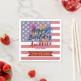 Serviette En Papier 4th of July Happy Birthday America USA 250th Paper